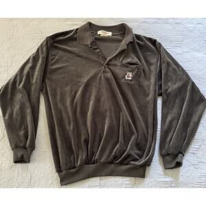 Vtg Gendle International Retro Sweatshirt Track Velour Polo Happy Cat Koala M/L